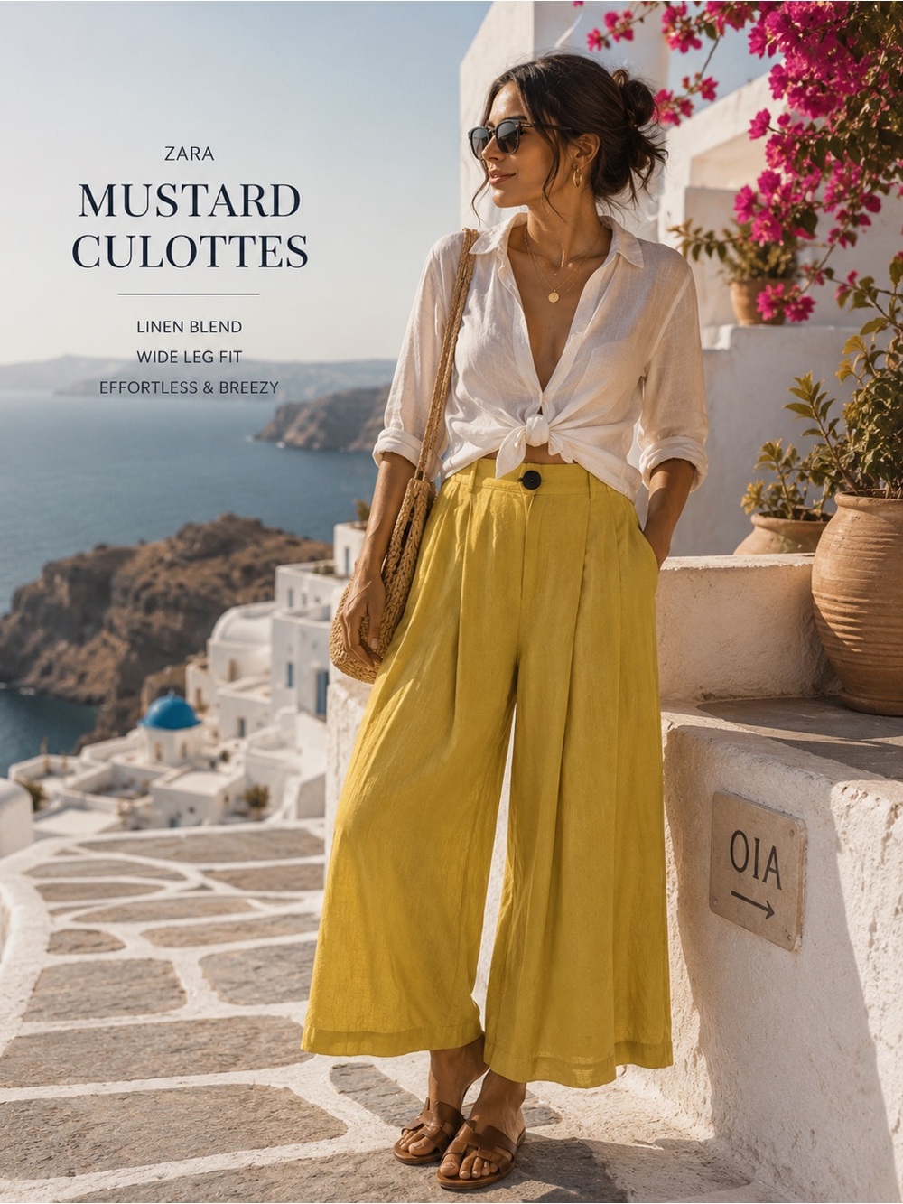 Zara Mustard Wide Leg Coulette High Rise Pants